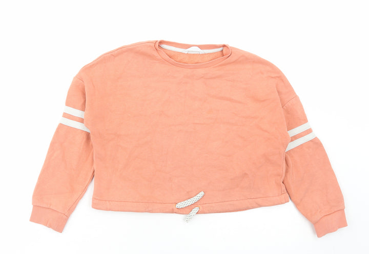 Marks and Spencer Girls Pink Cotton Pullover Sweatshirt Size 8-9 Years Pullover - Cropped