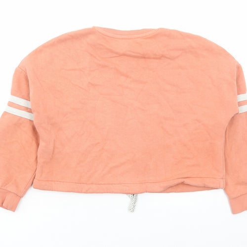 Marks and Spencer Girls Pink Cotton Pullover Sweatshirt Size 8-9 Years Pullover - Cropped