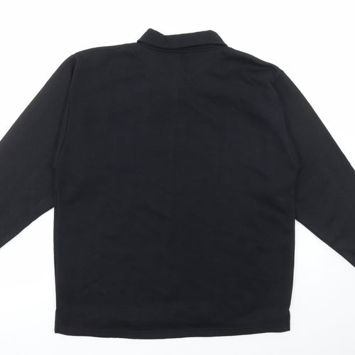 Icecube Womens Black Floral Cotton Pullover Sweatshirt Size M Button