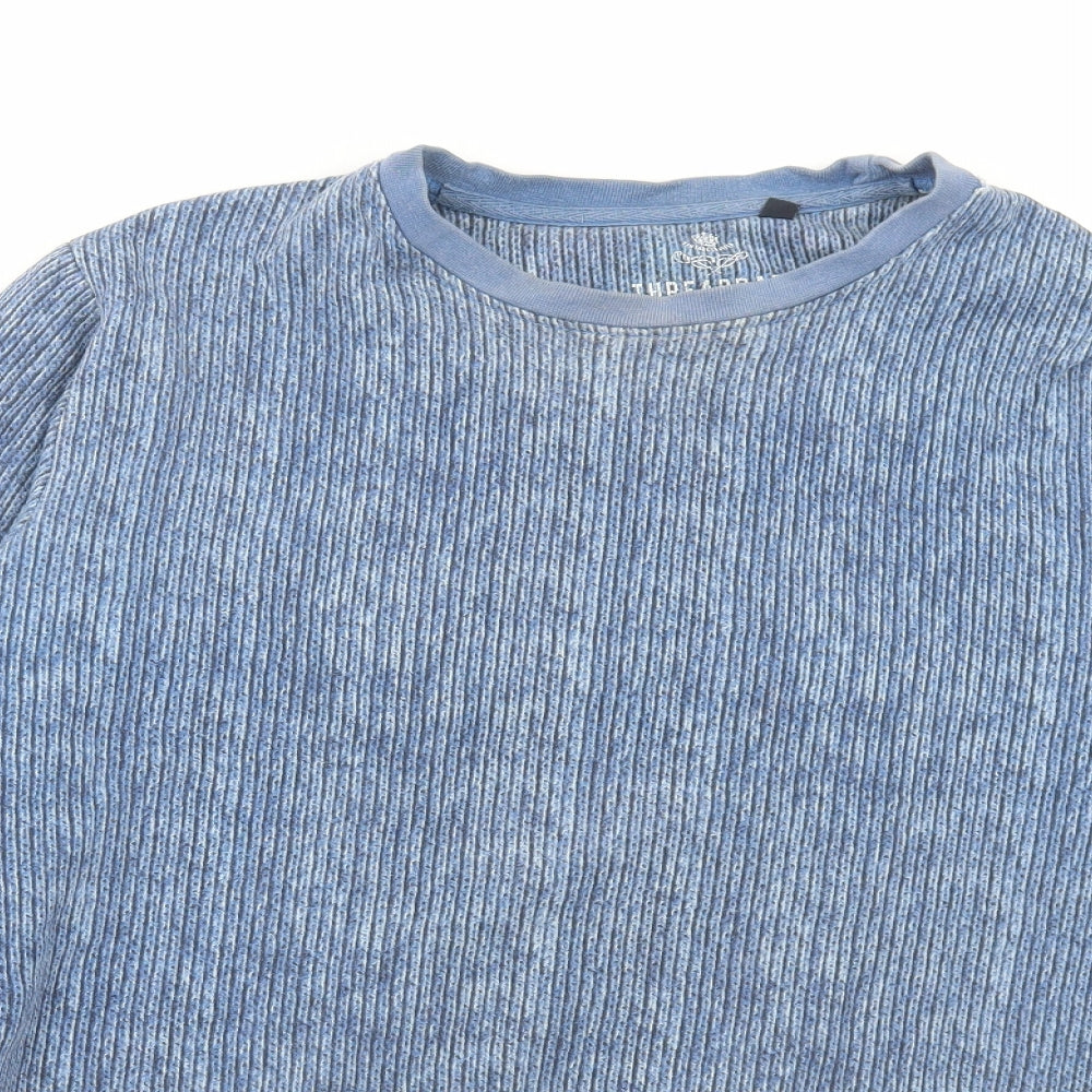 Threadbare Mens Blue Polyester Pullover Sweatshirt Size M