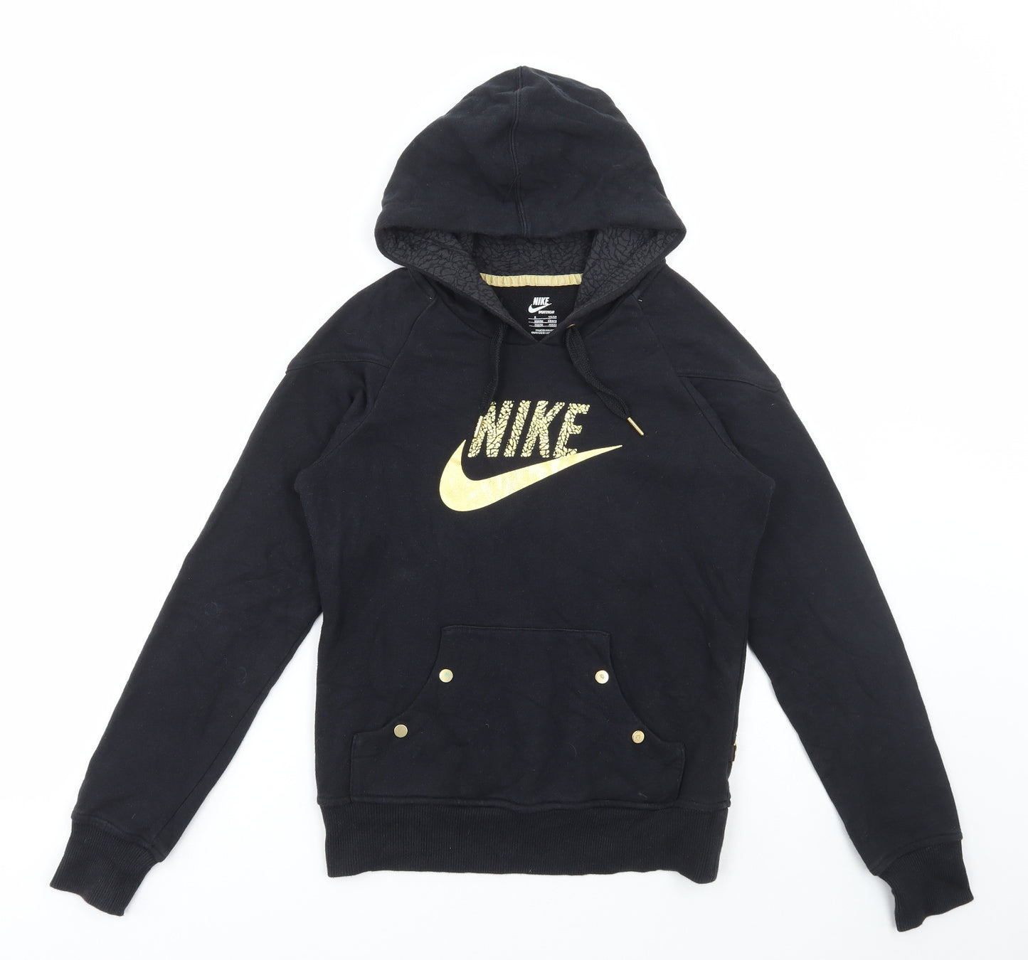 Nike Womens Black Cotton Pullover Hoodie Size S Pullover