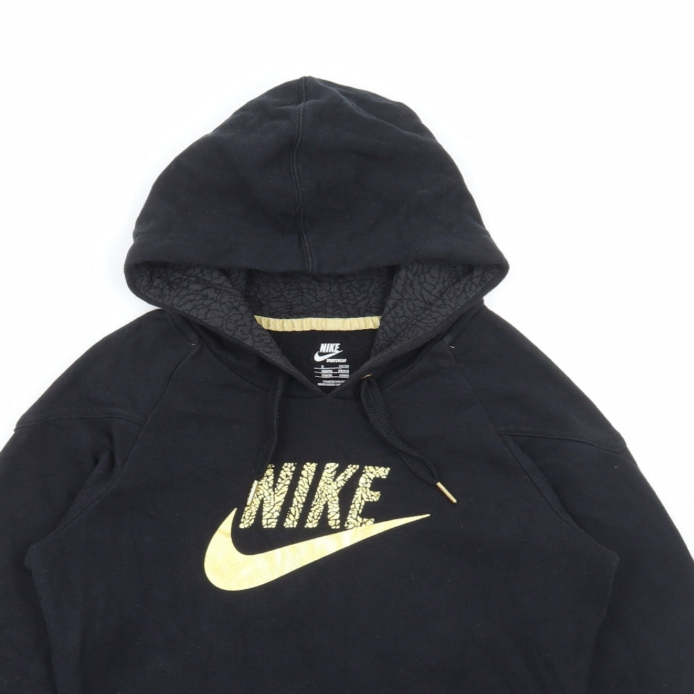 Nike Womens Black Cotton Pullover Hoodie Size S Pullover