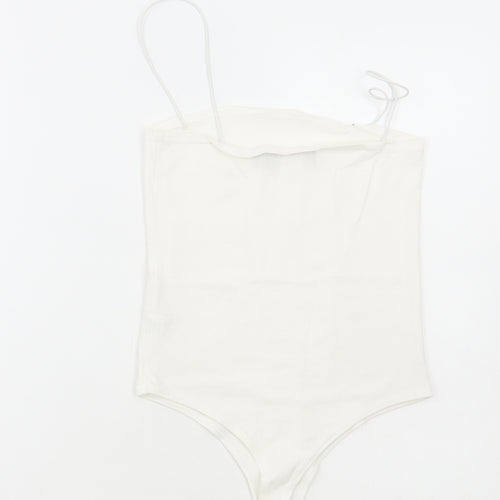 I SAW IT FIRST Womens White Cotton Bodysuit One-Piece Size 8 Snap