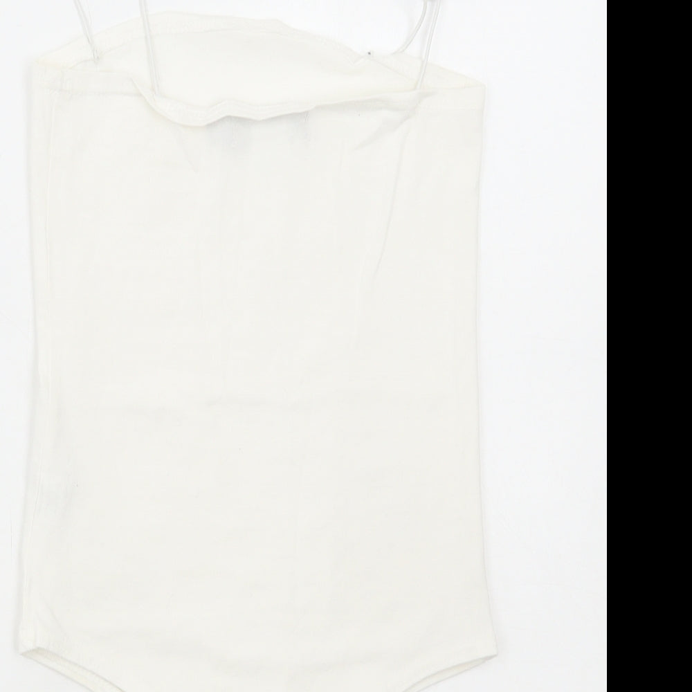 I SAW IT FIRST Womens White Cotton Bodysuit One-Piece Size 8 Snap