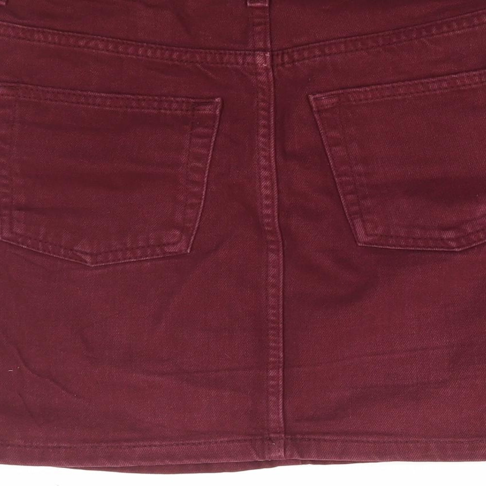 Topshop Womens Red Cotton Mini Skirt Size 8 Zip
