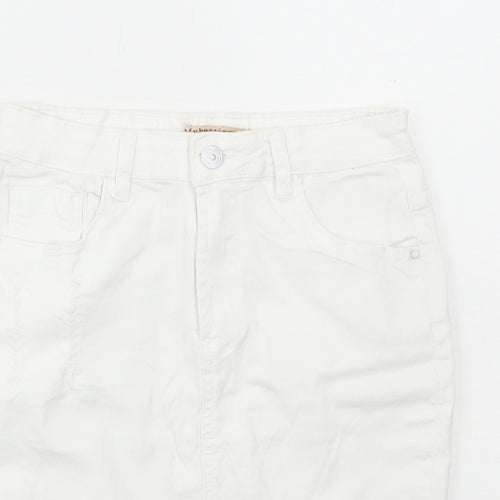 Mybestiny Womens White Cotton Maxi Skirt Size 10 Zip - Distressed