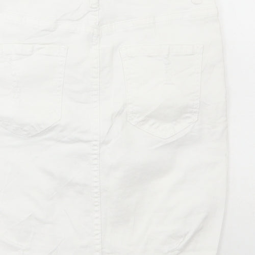 Mybestiny Womens White Cotton Maxi Skirt Size 10 Zip - Distressed