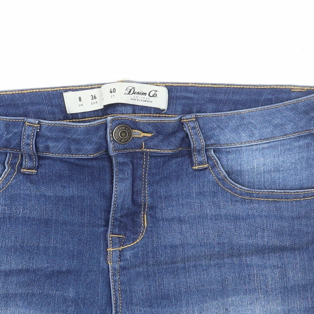 Denim & Co. Womens Blue Cotton Hot Pants Shorts Size 8 L3 in Regular Button