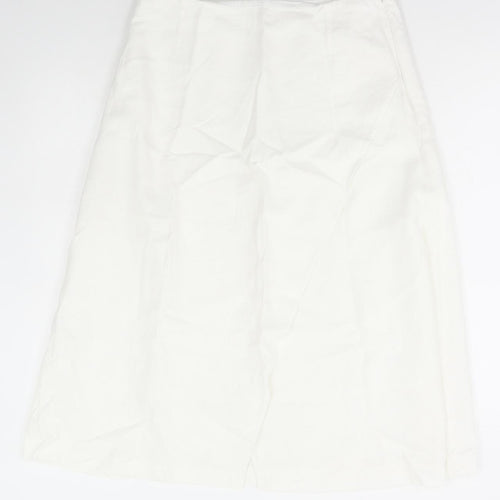 Marks and Spencer Womens White Polyester A-Line Skirt Size 30 in Zip