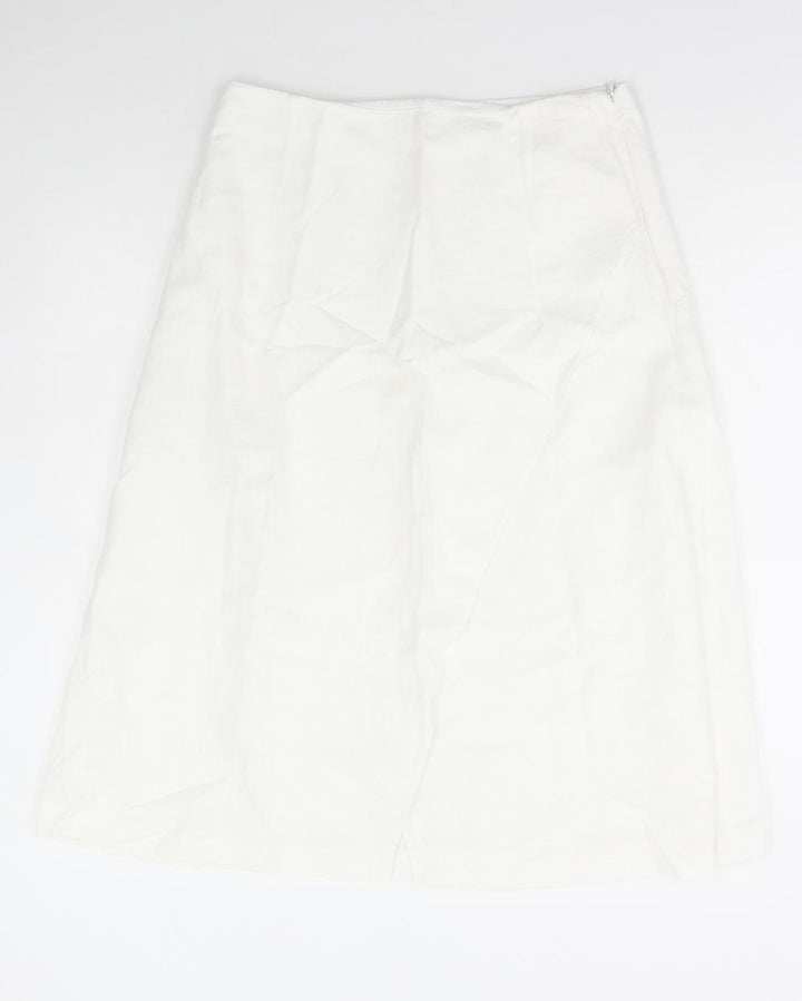 Marks and Spencer Womens White Polyester A-Line Skirt Size 30 in Zip
