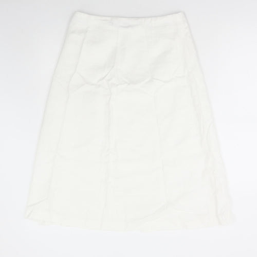 Marks and Spencer Womens White Polyester A-Line Skirt Size 30 in Zip