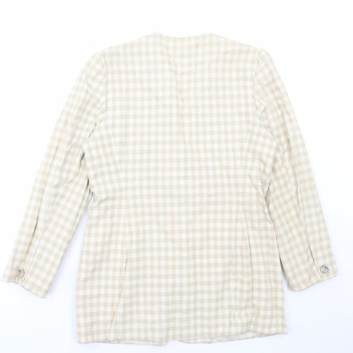 J Taylor Womens Beige Check Jacket Size 14 Button