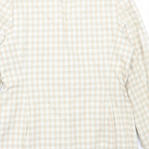J Taylor Womens Beige Check Jacket Size 14 Button