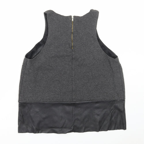 River Island Womens Grey Viscose Basic Tank Size 14 Round Neck