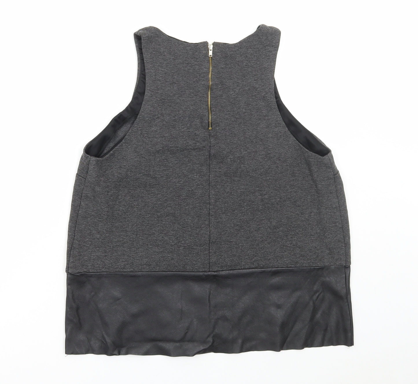 River Island Womens Grey Viscose Basic Tank Size 14 Round Neck