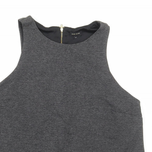 River Island Womens Grey Viscose Basic Tank Size 14 Round Neck