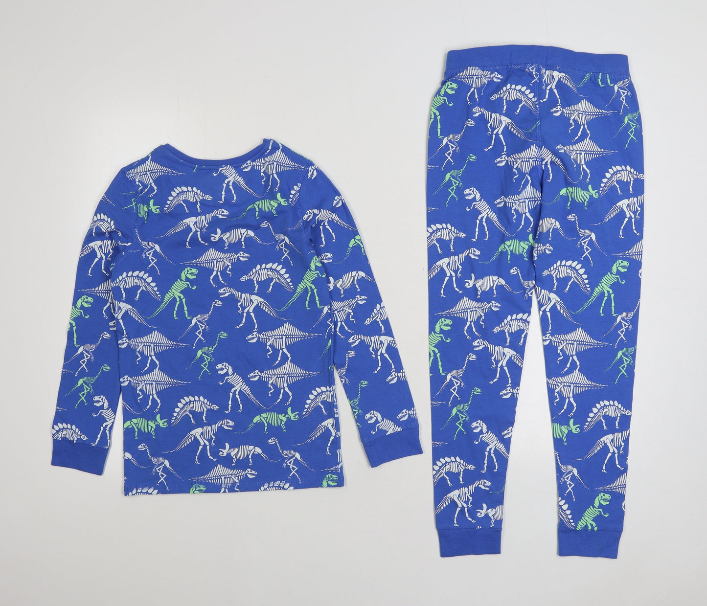 Marks and Spencer Boys Blue Geometric Cotton Pyjama Set Size 8-9 Years Pullover - Dinosaur