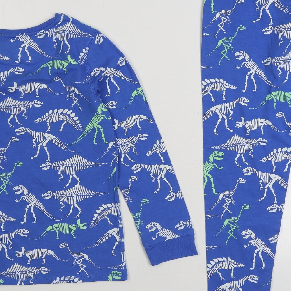 Marks and Spencer Boys Blue Geometric Cotton Pyjama Set Size 8-9 Years Pullover - Dinosaur