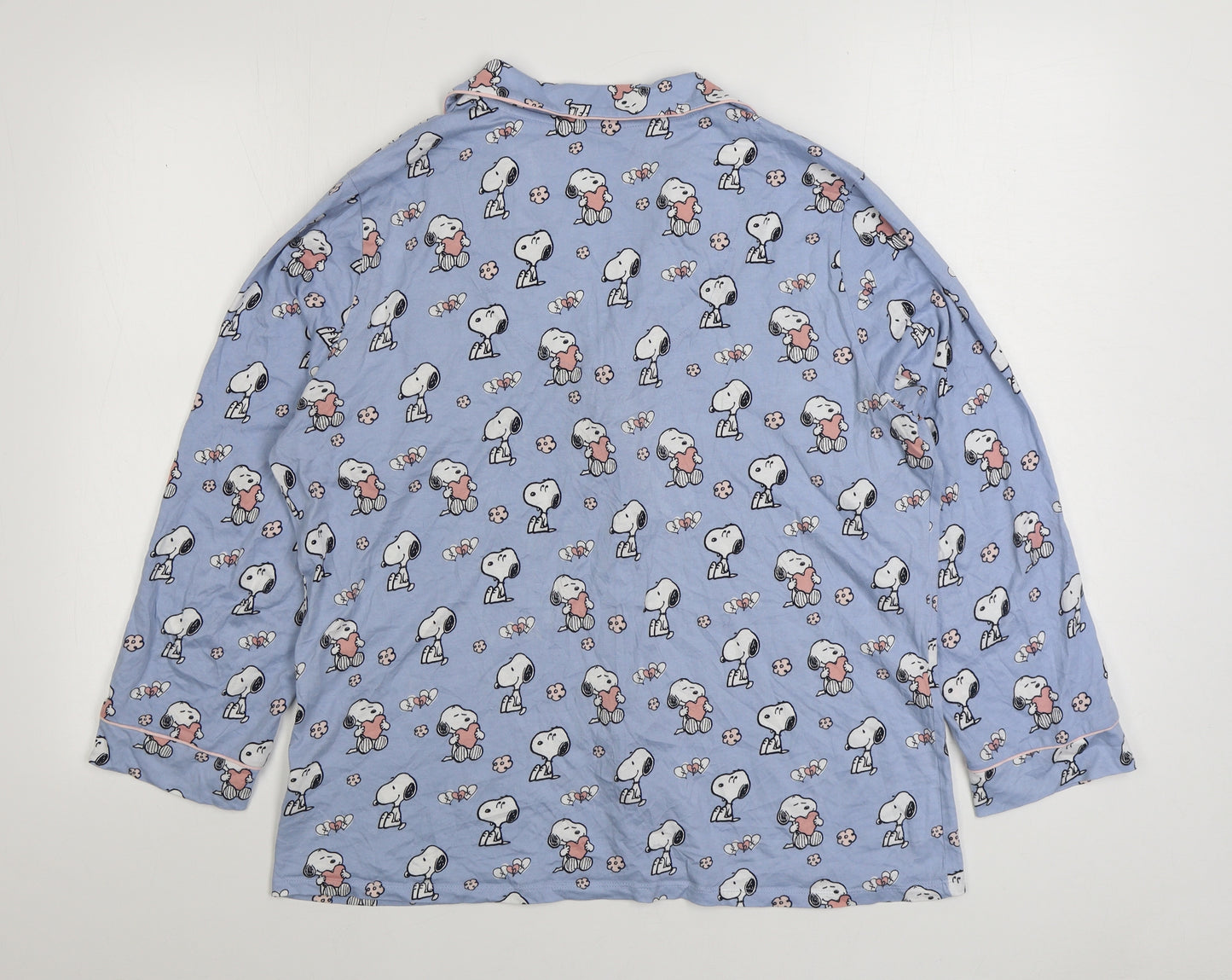 Marks and Spencer Womens Blue Geometric Cotton Basic Button-Up Size 14 Collared - Snoopy