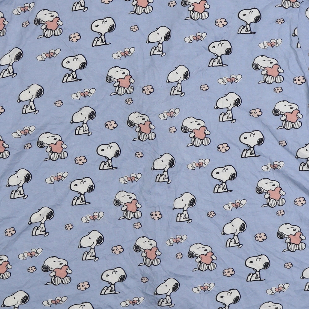 Marks and Spencer Womens Blue Geometric Cotton Basic Button-Up Size 14 Collared - Snoopy