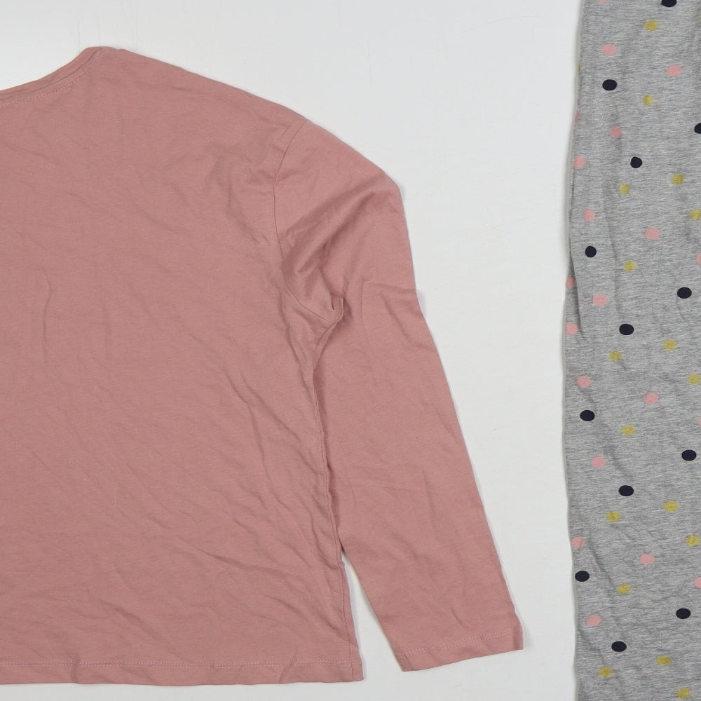 Marks and Spencer Womens Pink Polka Dot 100% Cotton Top Pyjama Set Size M