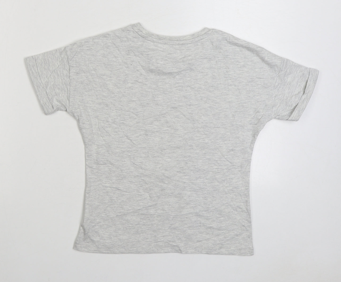 Marks and Spencer Girls Grey Cotton Basic T-Shirt Size 8-9 Years Round Neck Pullover - Peanuts Snoopy