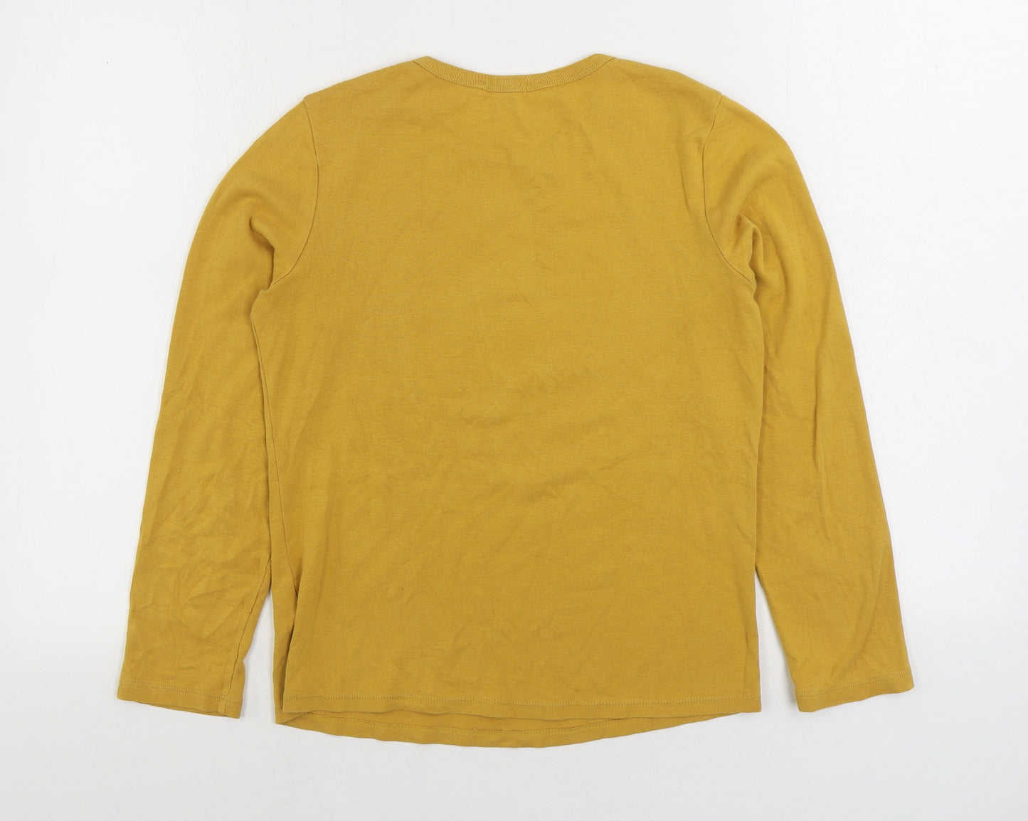 Marks and Spencer Womens Yellow 100% Cotton Basic T-Shirt Size 14 Round Neck