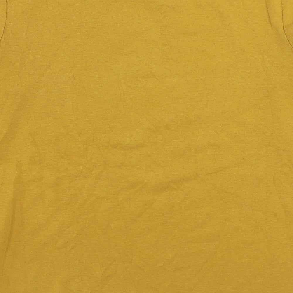 Marks and Spencer Womens Yellow 100% Cotton Basic T-Shirt Size 14 Round Neck