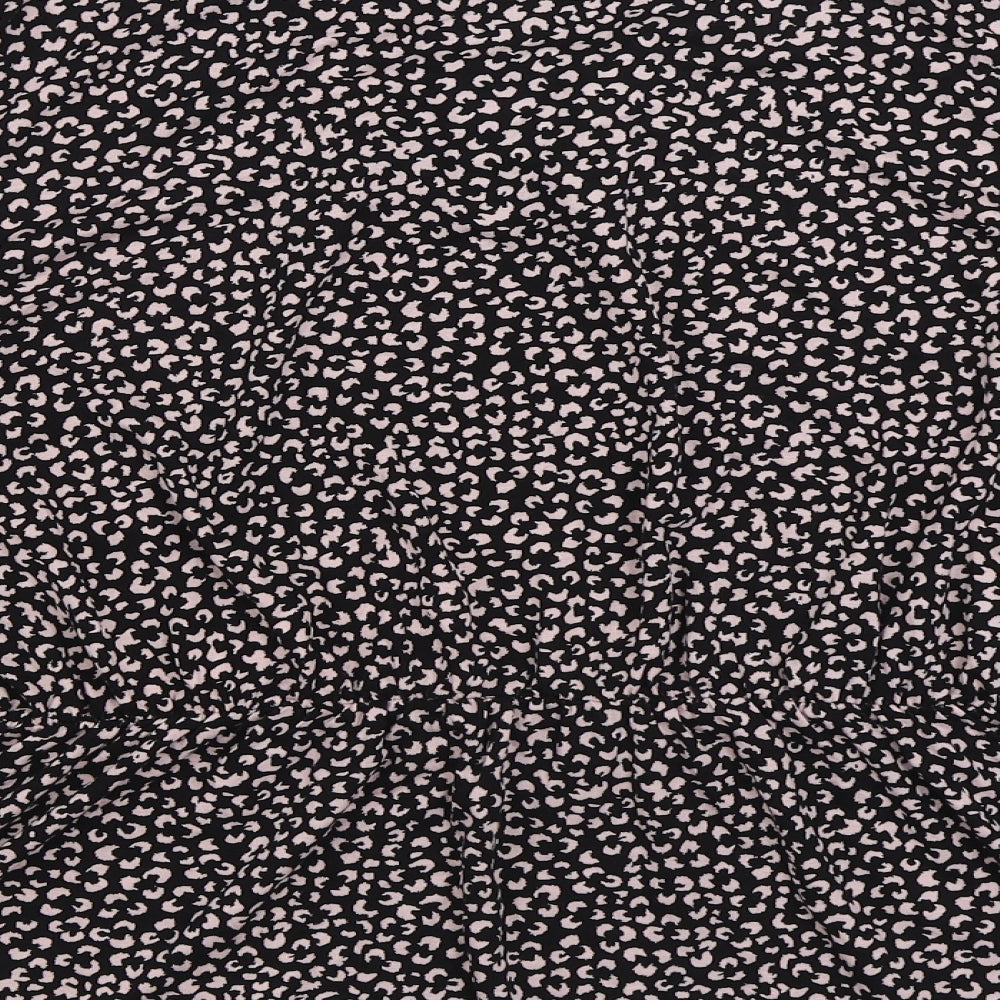 Marks and Spencer Womens Black Animal Print Viscose Basic Blouse Size 16 Round Neck - Leopard Print