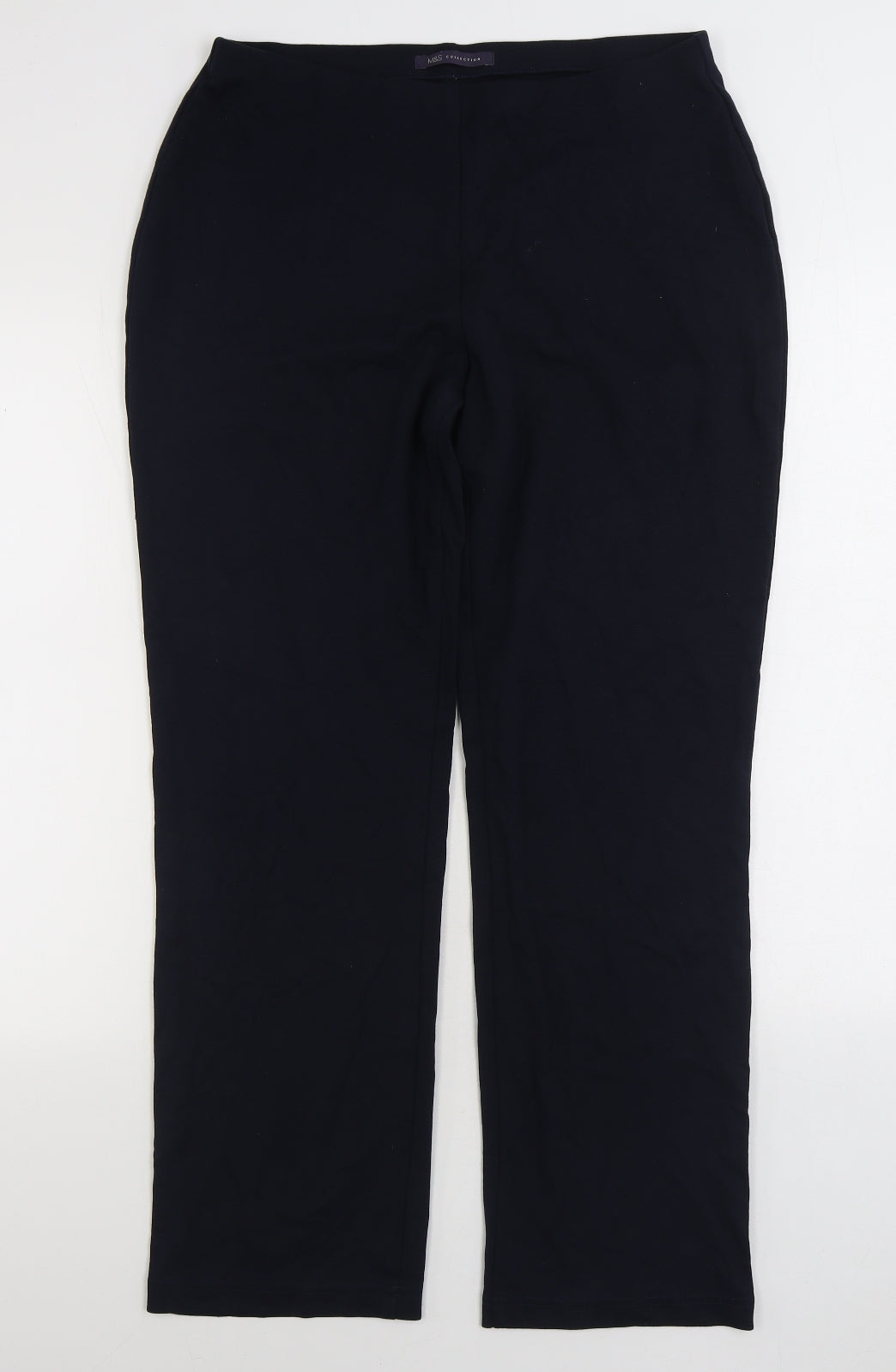 Marks and Spencer Womens Blue Viscose Trousers Size 12 L29 in Regular