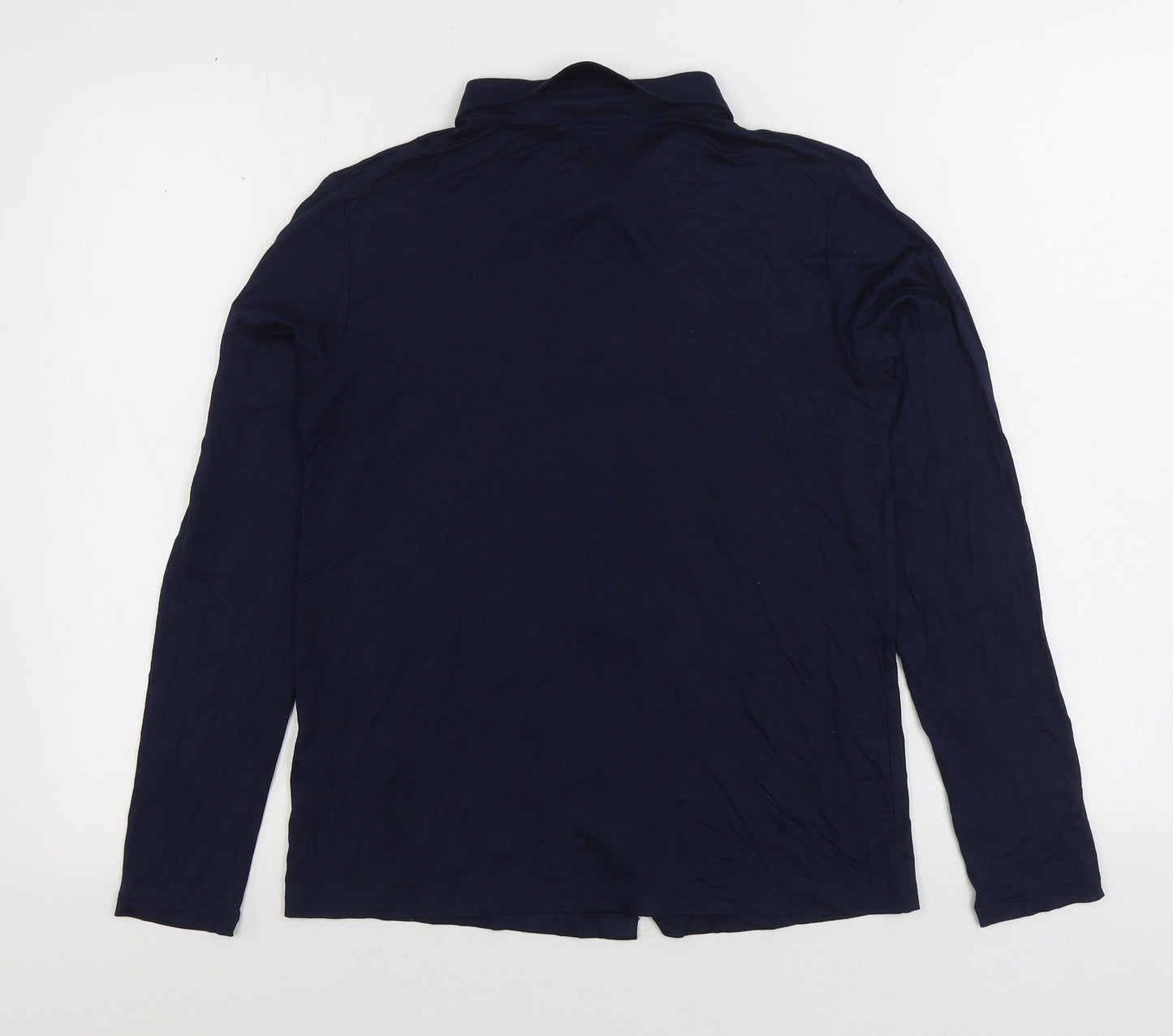 Marks and Spencer Womens Blue Viscose Basic Button-Up Size 8 Collared