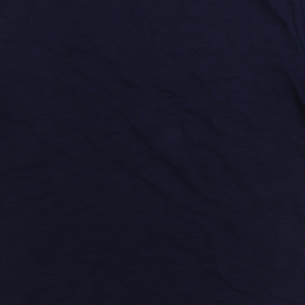 Marks and Spencer Womens Blue Cotton Basic T-Shirt Size 14 V-Neck