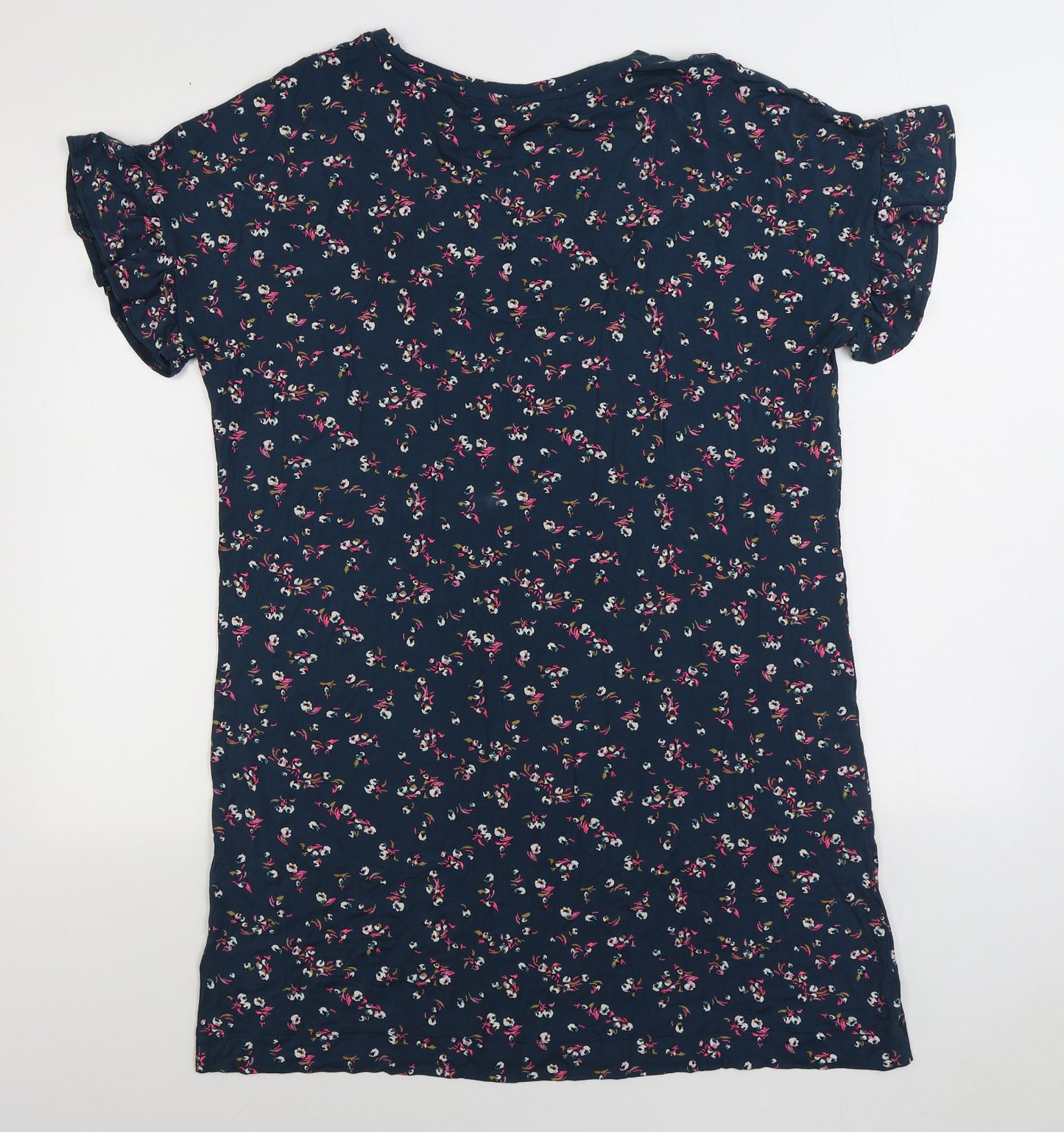Marks and Spencer Womens Blue Floral Cotton Top Nightshirt Size 14