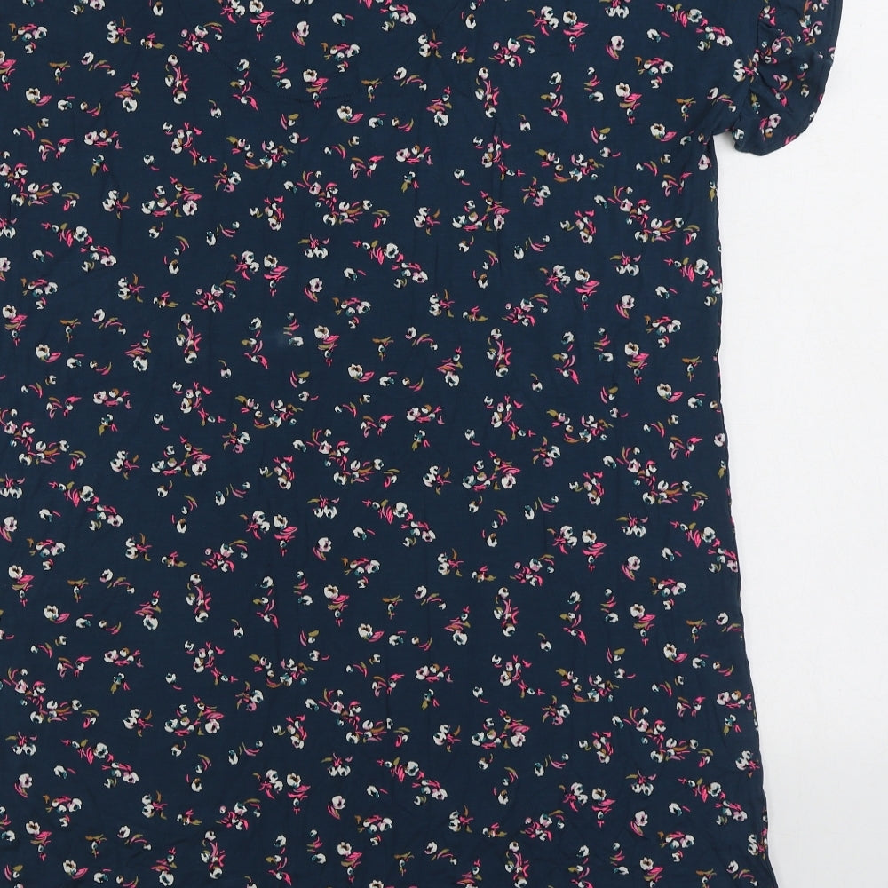 Marks and Spencer Womens Blue Floral Cotton Top Nightshirt Size 14