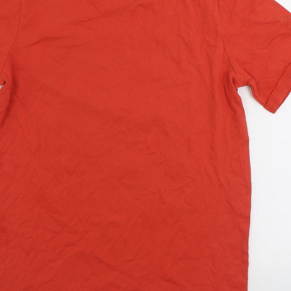 Marks and Spencer Boys Orange Cotton Basic T-Shirt Size 12-13 Years Round Neck Pullover - Football