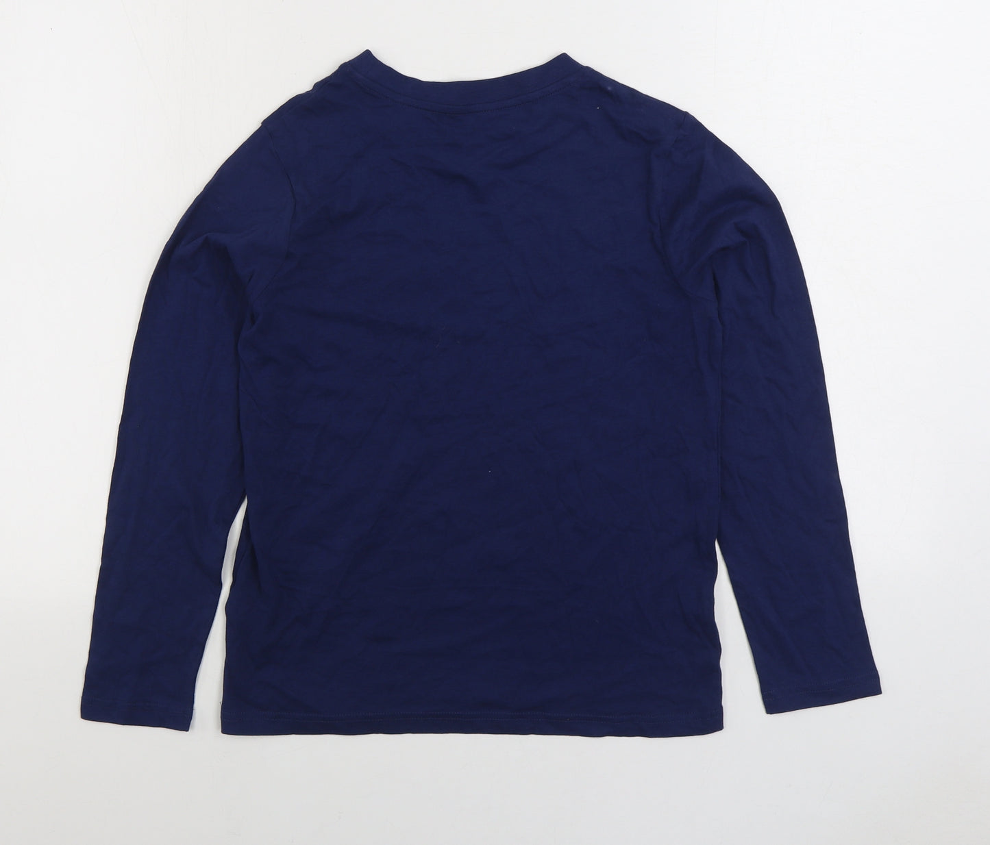 Marks and Spencer Boys Blue Cotton Basic T-Shirt Size 11-12 Years Round Neck Pullover