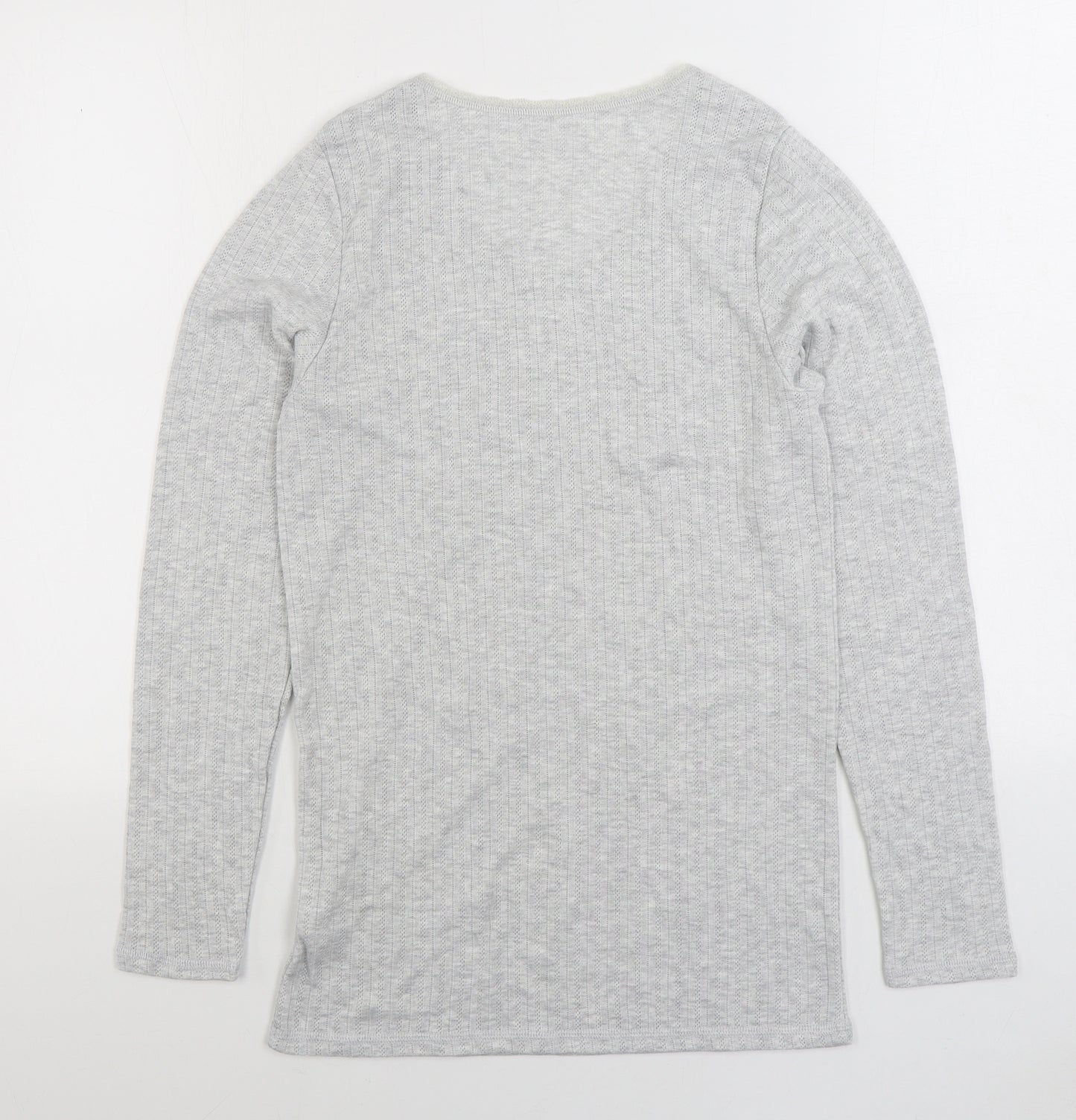 Marks and Spencer Womens Grey Viscose Basic T-Shirt Size 18 Scoop Neck - Lace Neckline
