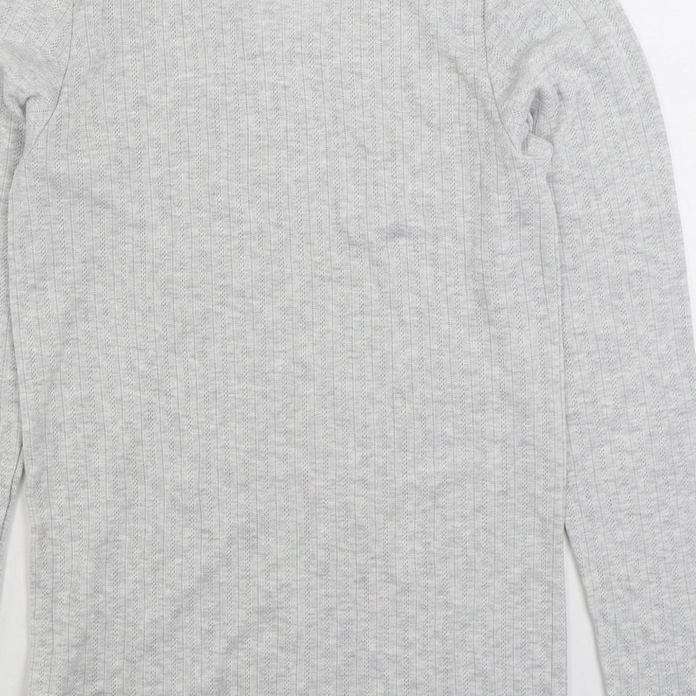 Marks and Spencer Womens Grey Viscose Basic T-Shirt Size 18 Scoop Neck - Lace Neckline