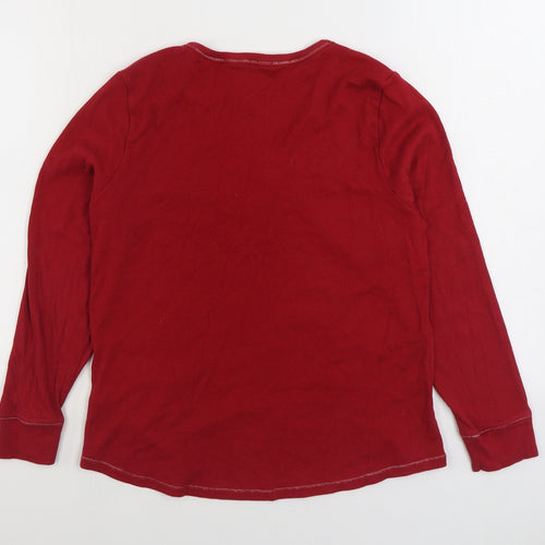 Marks and Spencer Womens Red 100% Cotton Basic T-Shirt Size 14 V-Neck