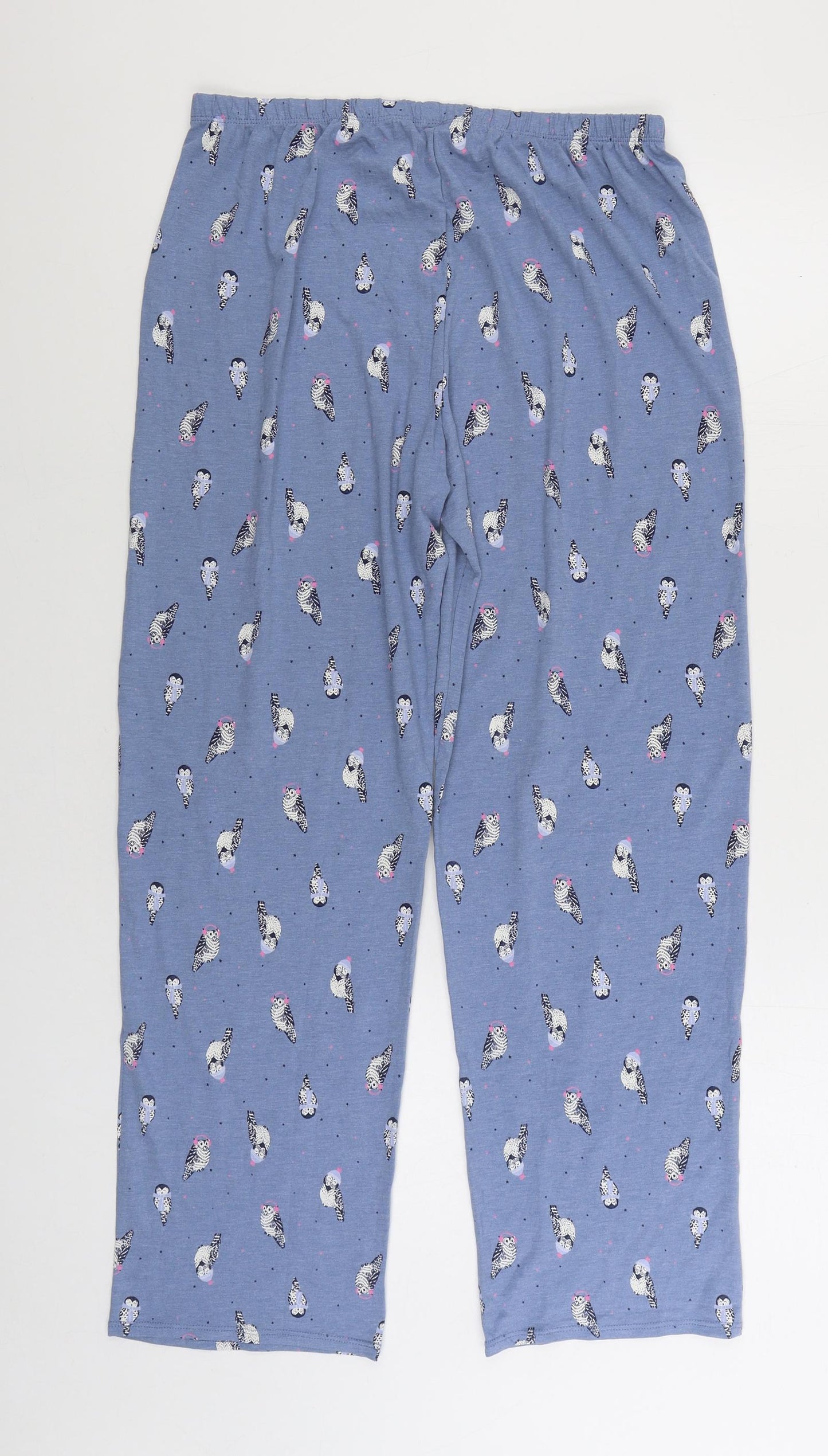 Marks and Spencer Womens Blue Geometric Cotton Pyjama Pants Size M - Owls