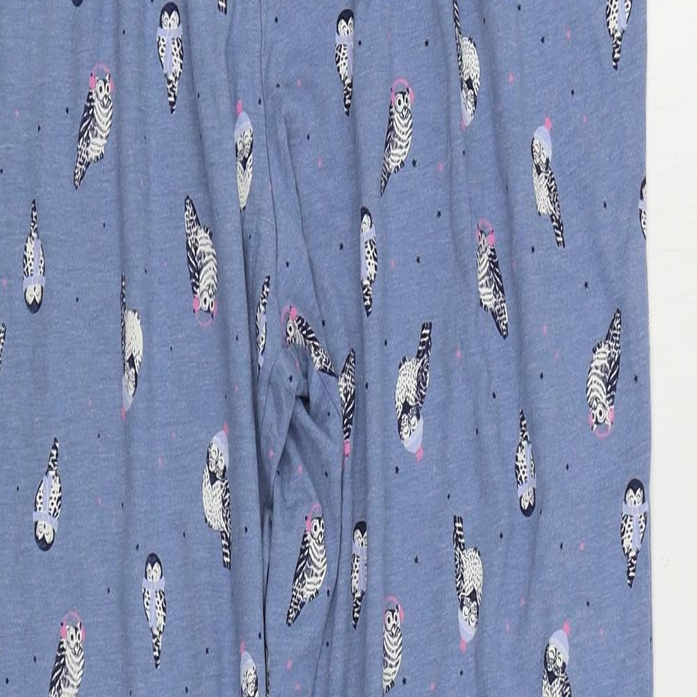 Marks and Spencer Womens Blue Geometric Cotton Pyjama Pants Size M - Owls