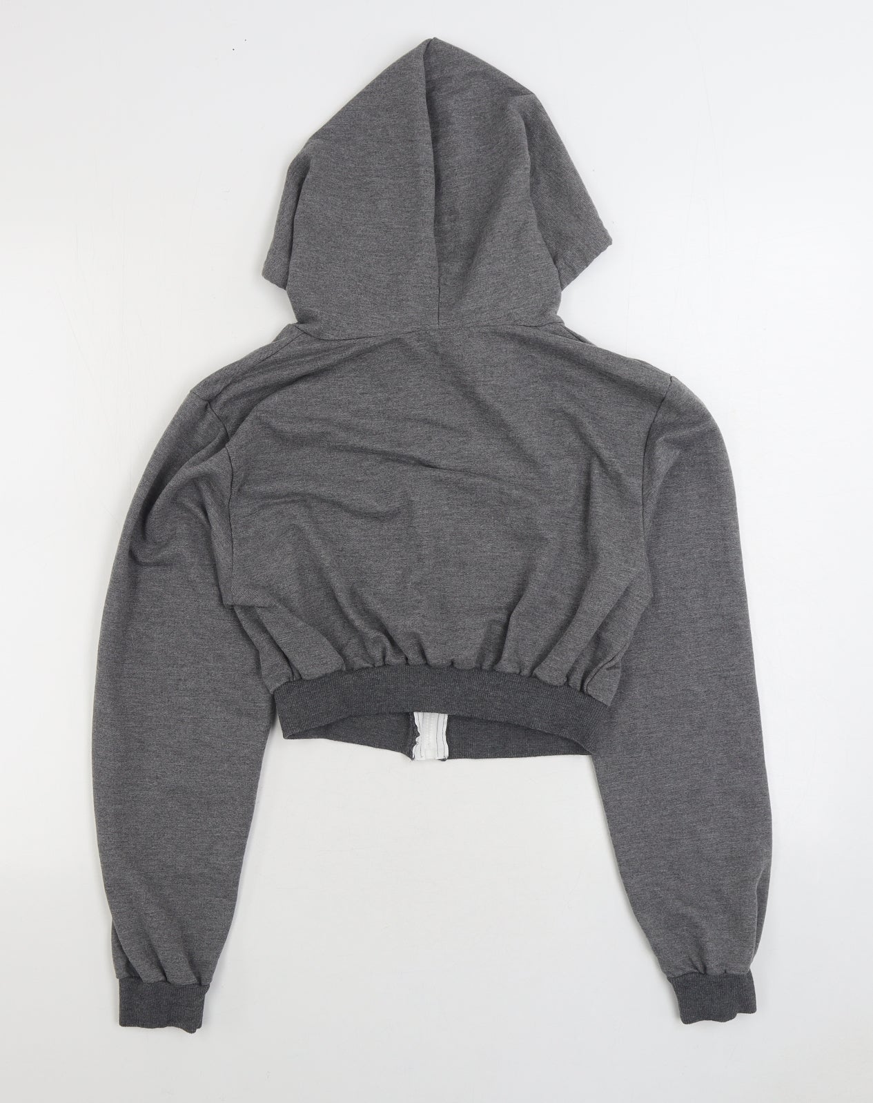 SheIn Womens Grey Cotton Full Zip Hoodie Size S Pullover - Cropped