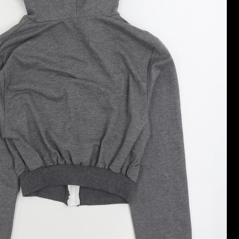 SheIn Womens Grey Cotton Full Zip Hoodie Size S Pullover - Cropped