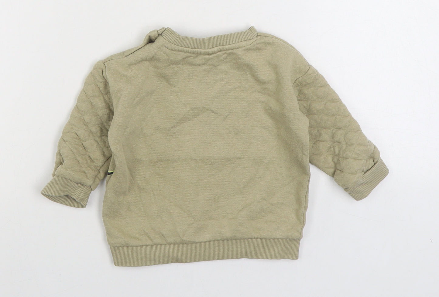 Disney Baby Boys Beige Cotton Pullover Jumper Size 6-9 Months Snap - Mickey Mouse