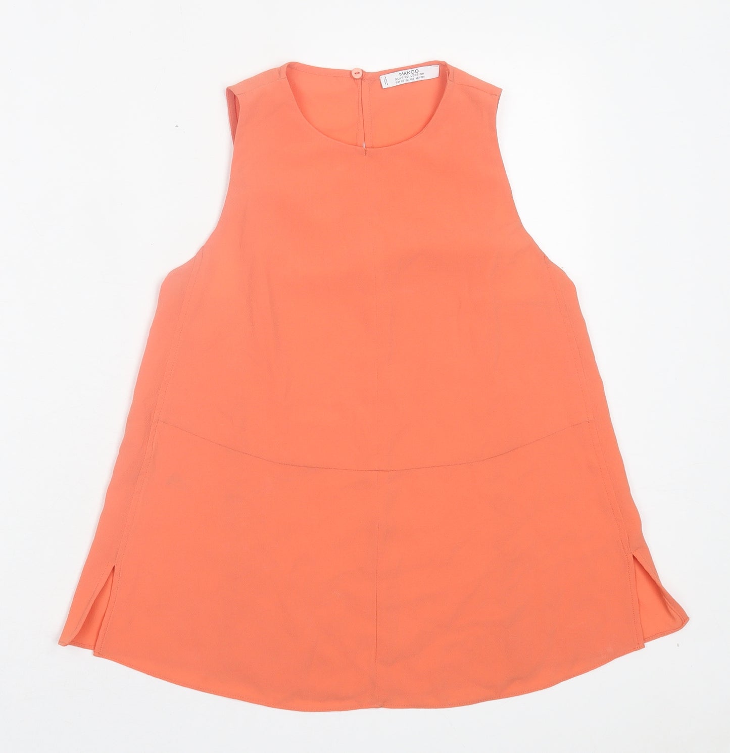 Mango Womens Orange Polyester Basic Tank Size XS Crew Neck
