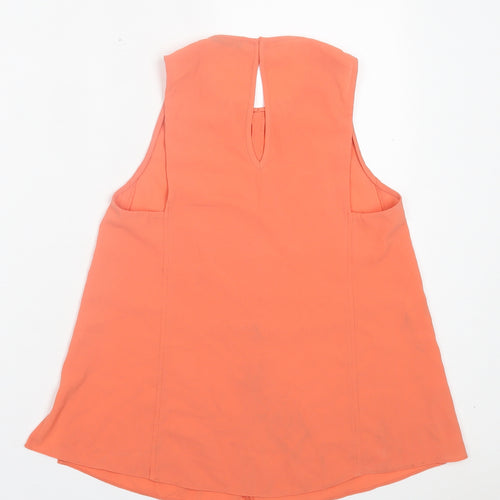 Mango Womens Orange Polyester Basic Tank Size XS Crew Neck
