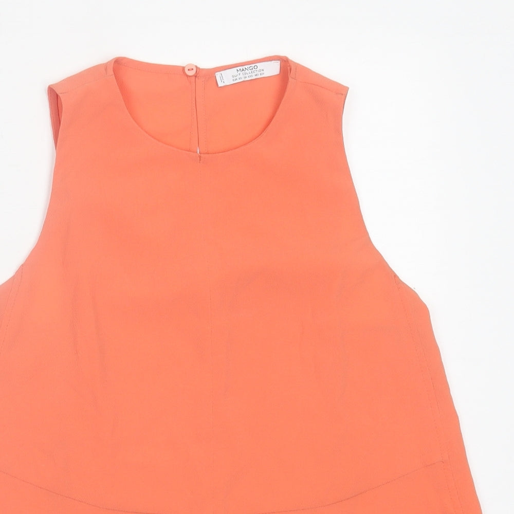 Mango Womens Orange Polyester Basic Tank Size XS Crew Neck