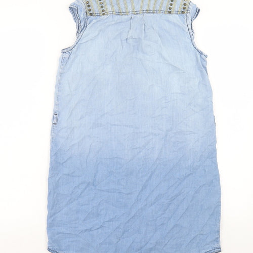 River Island Womens Blue Lyocell A-Line Size 8 Collared Button