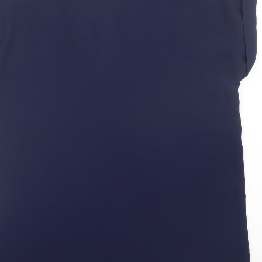 River Island Womens Blue Polyester Basic Tank Size 12 V-Neck