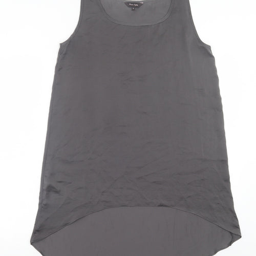 Phase Eight Womens Grey Cotton Tank Dress Size 12 Scoop Neck Pullover